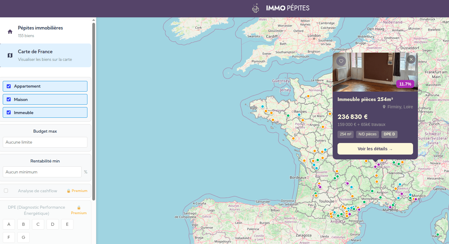Pépites Explorer - Carte des meilleures opportunités immobilières